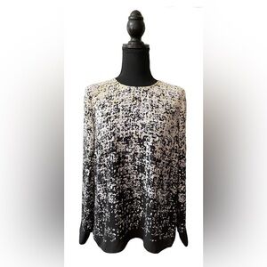 Vince Camuto: White, Black and Yellow Color Splash Blouse